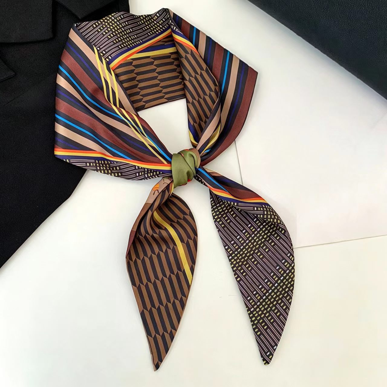 Silk Tie Woven - Luxury Print Long Hair Ribbon Bevel