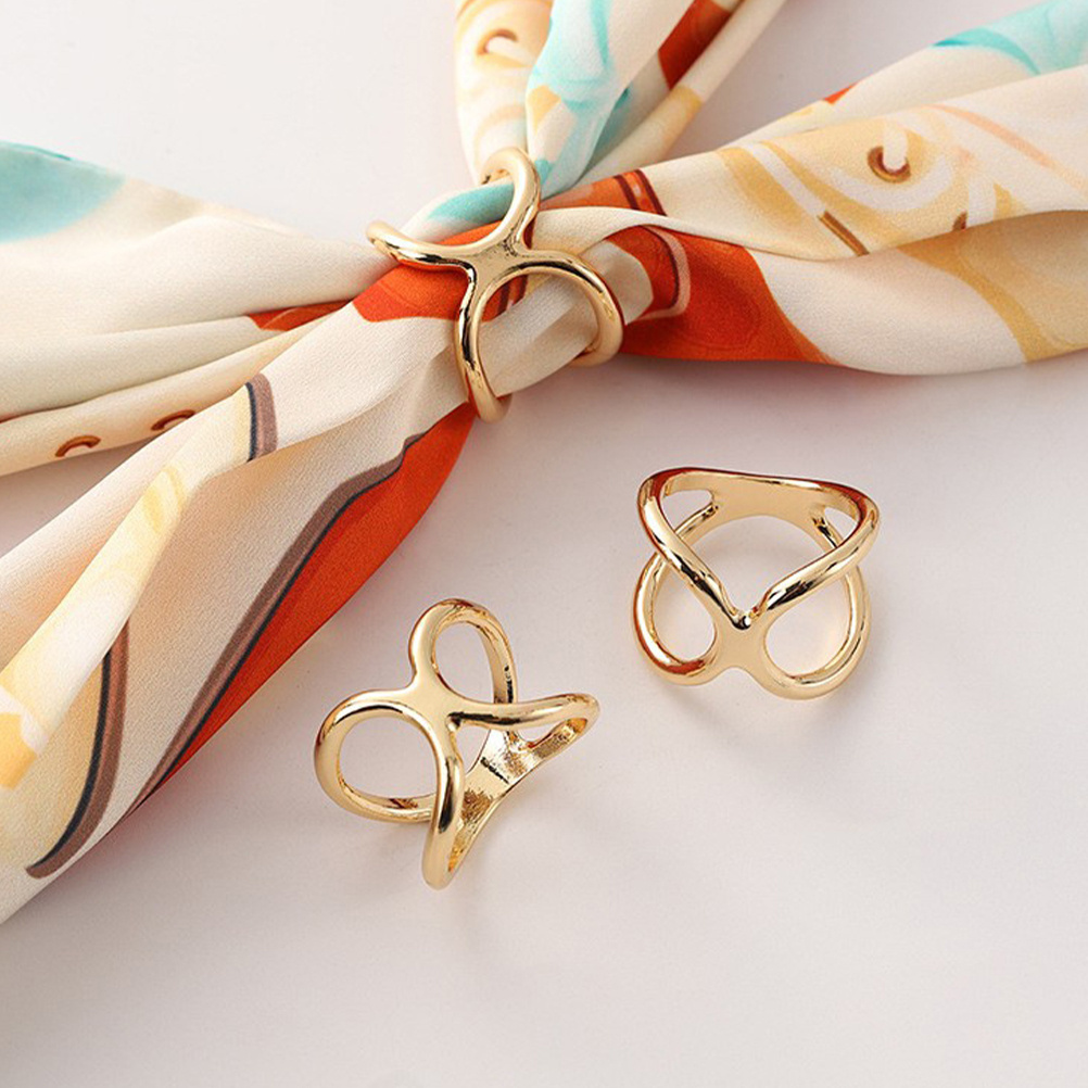 Silk Tie Woven - 3pcs X Shaped Alloy Scarf Ring