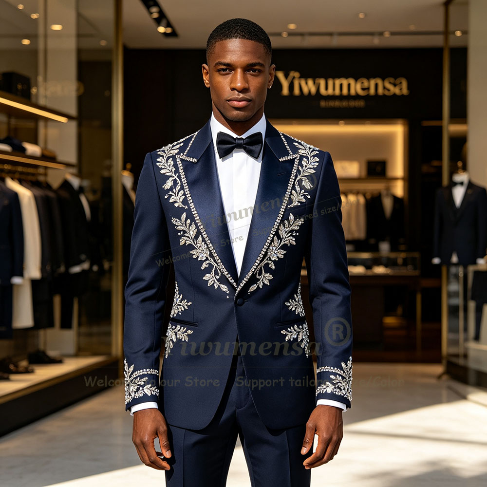 Men'S Formal Wear In Wedding - Elegant Nvay Blue Suits Men 2
