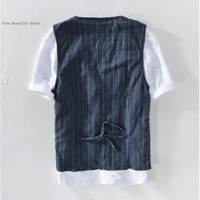 British Casual Linen Vest for  - Men Linen Formal Wear 评论和价格