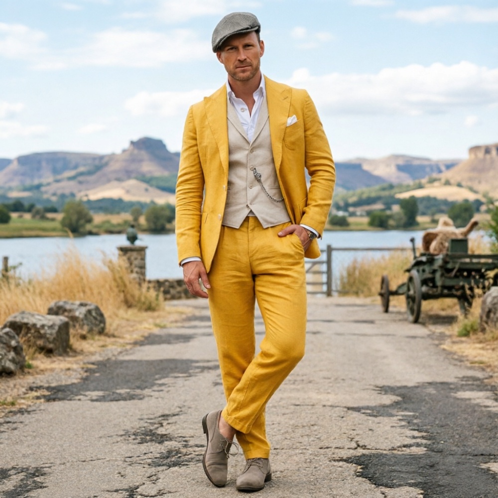 Sage Green Linen Men 3 Piece S - Men Linen Formal Wear 评论和价格