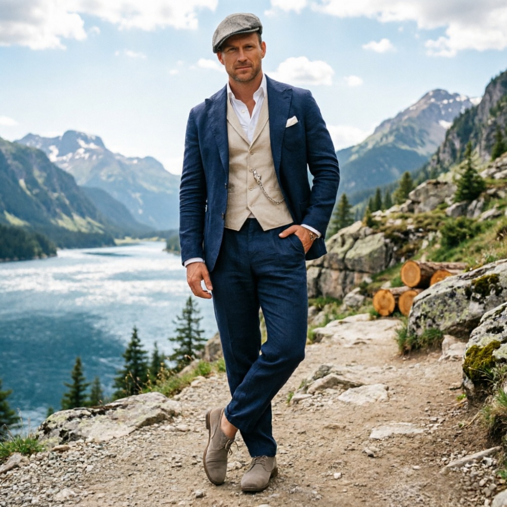 Sage Green Linen Men 3 Piece S - Men Linen Formal Wear 评论和价格