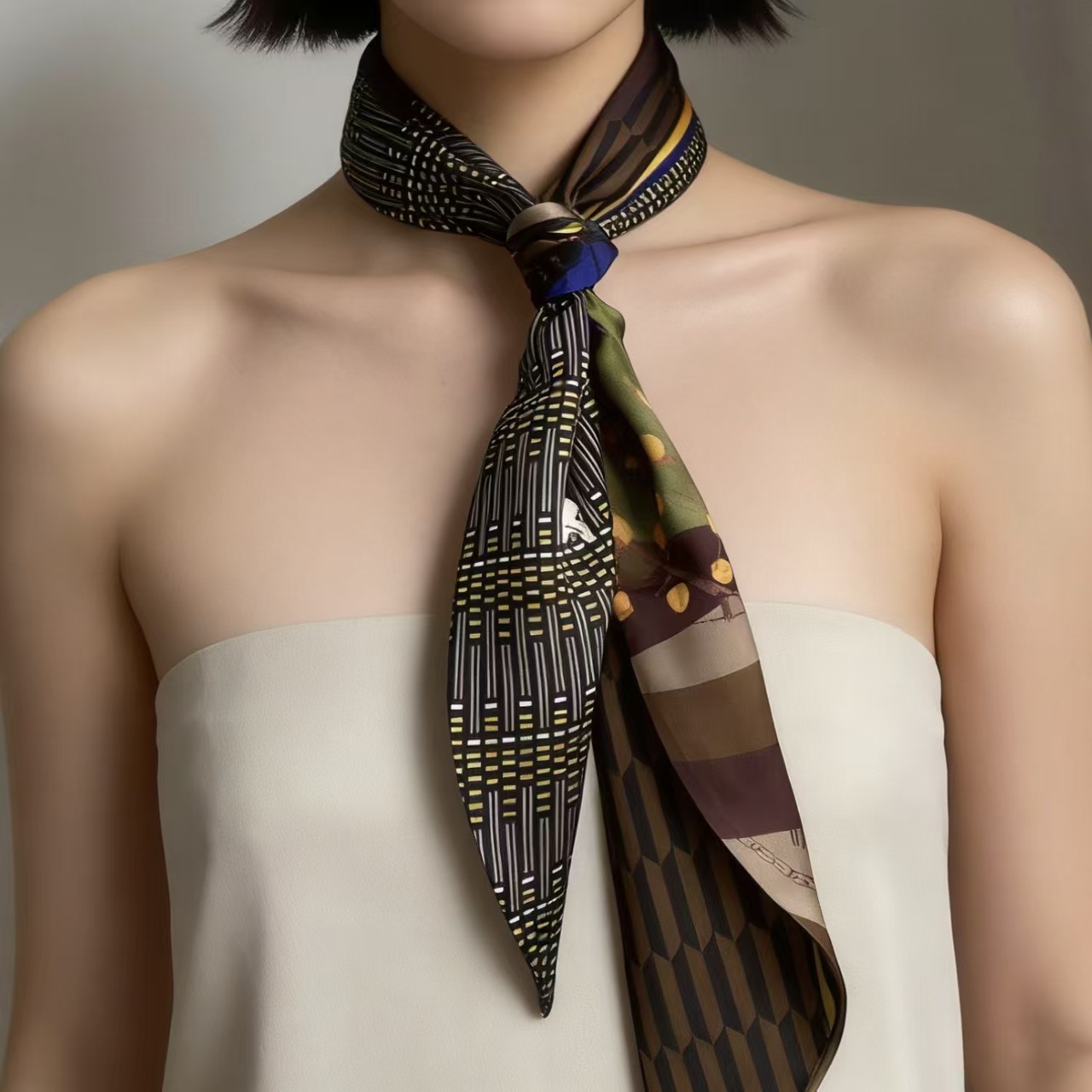 Luxury Print Long Hair Ribbon  - Silk Tie Woven 评论和价格