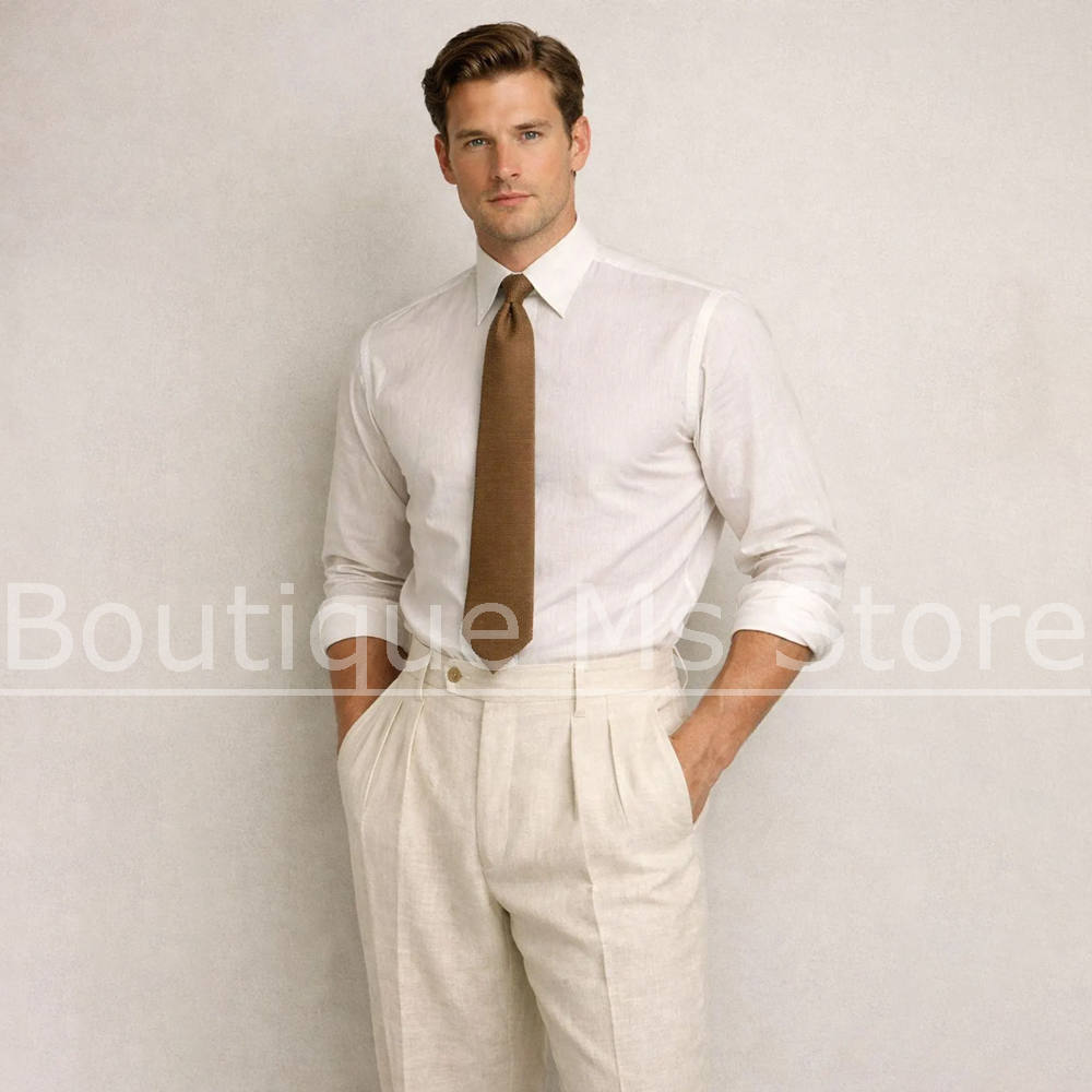 Fashion Men Linen 3 Piece Suit - Men Linen Formal Wear 评论和价格