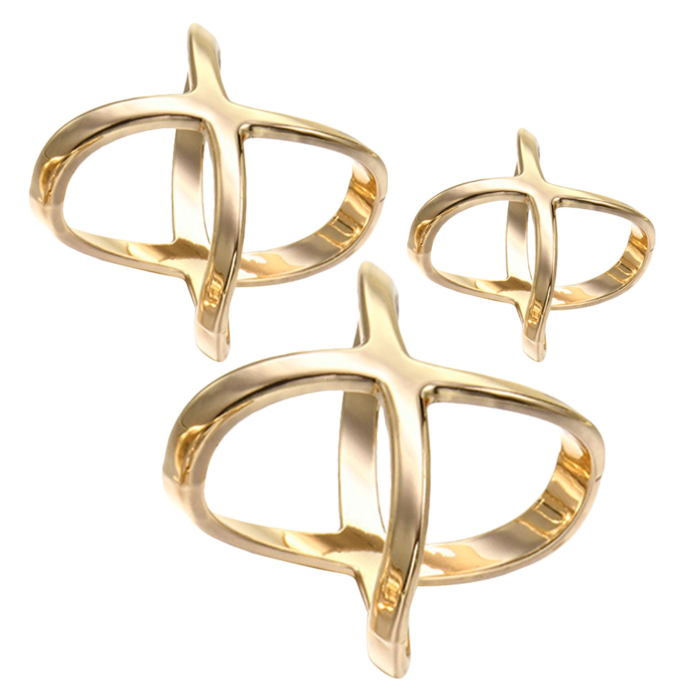 3pcs X Shaped Alloy Scarf Ring - Silk Tie Woven 评论和价格