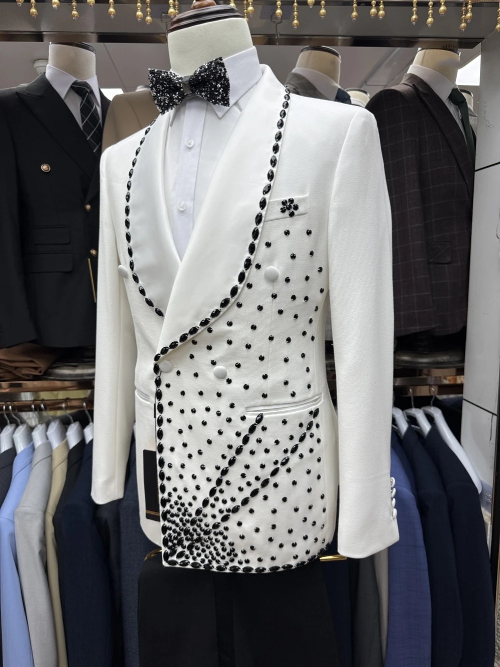 White Groom Men Suit Set 2 Pie - Men Formal Wear With Coat 评论和价格