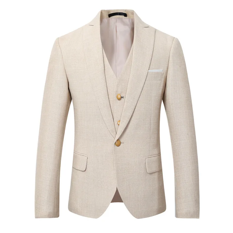 Beige Ivory Men Suit Casual Li - Men Linen Formal Wear 评论和价格