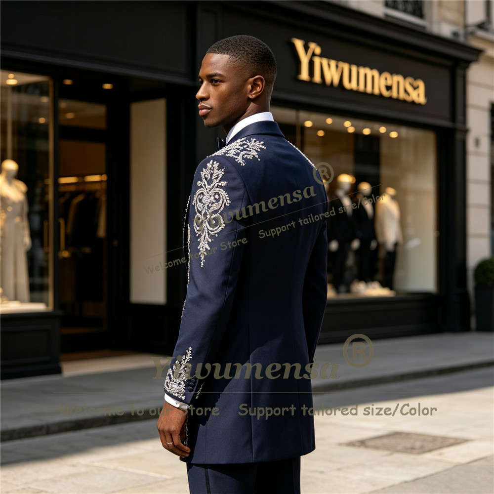 Handmade Crystals Beading Suit - Men Formal Wear For Wedding 评论和价格