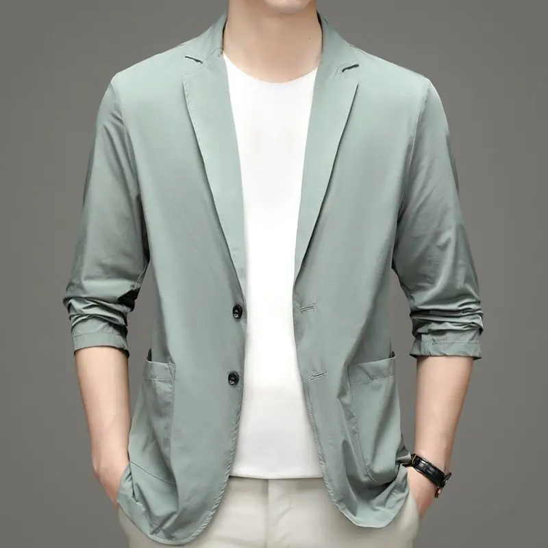 New Summer Men Thin Blazers Bu - Men Formal Wear With Coat 评论和价格