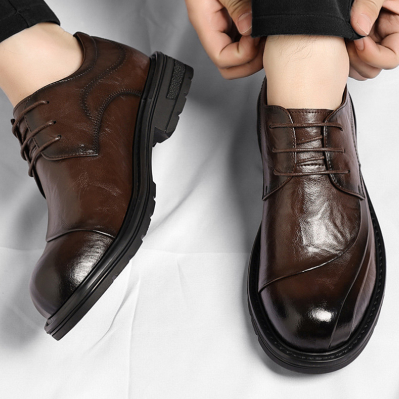 Brown Burnished Genuine Leathe - Men Formal Wear For Wedding 评论和价格