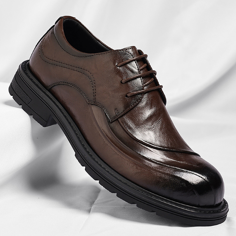 Brown Burnished Genuine Leathe - Men Formal Wear For Wedding 评论和价格