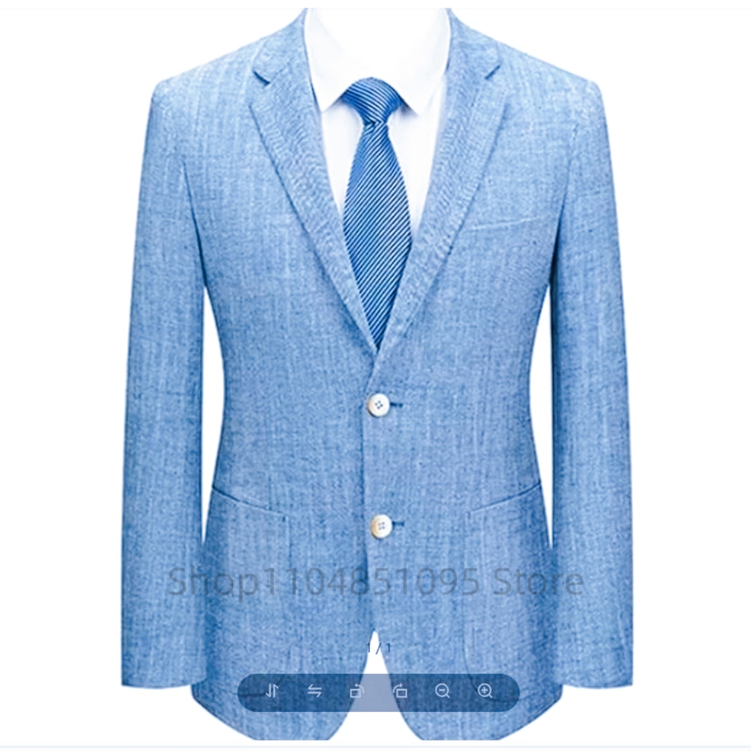Men's Slim Fit Linen Suit Blaz - Men Linen Formal Wear 评论和价格