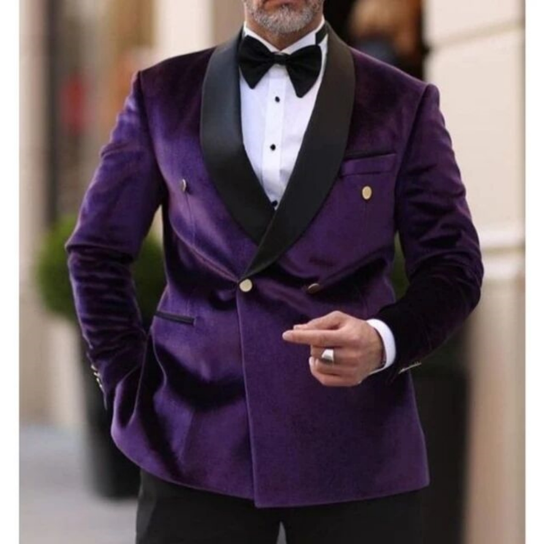 XS-6XL Velvet Wedding Men Suit - Men Formal Wear With Coat 评论和价格