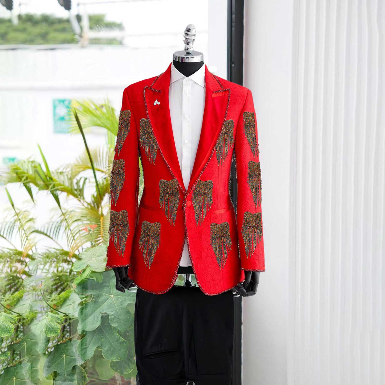 Fashion Wedding Men Suit Cryst - Men Formal Wear With Coat 评论和价格