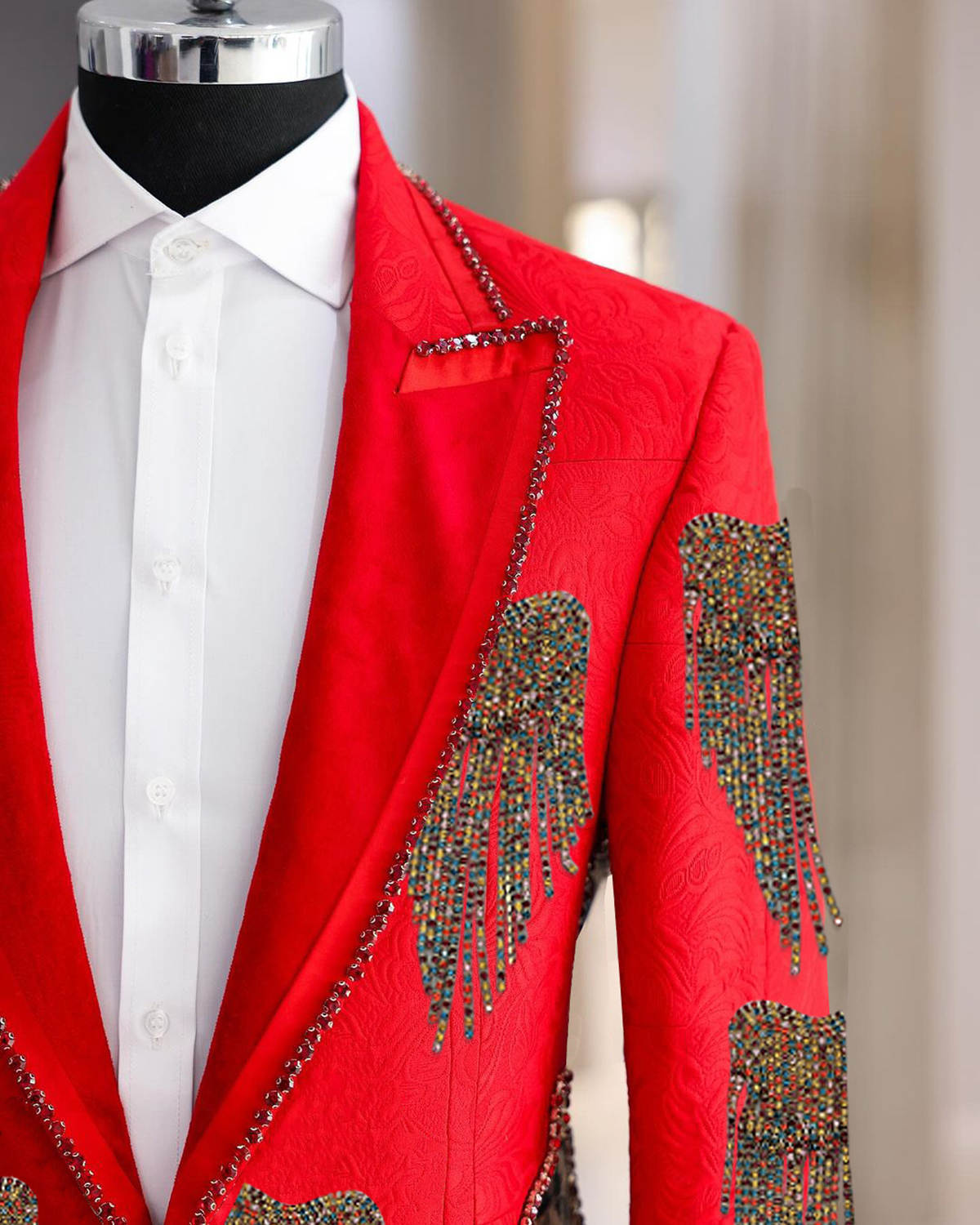 Fashion Wedding Men Suit Cryst - Men Formal Wear With Coat 评论和价格
