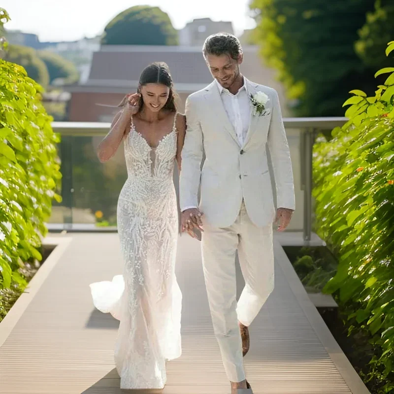 Linen Wedding Tuxedo For Men S - Men Linen Formal Wear 评论和价格