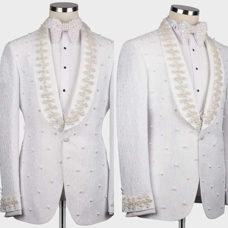 White Wedding Men Suits Fashio - Men Formal Wear With Coat 评论和价格