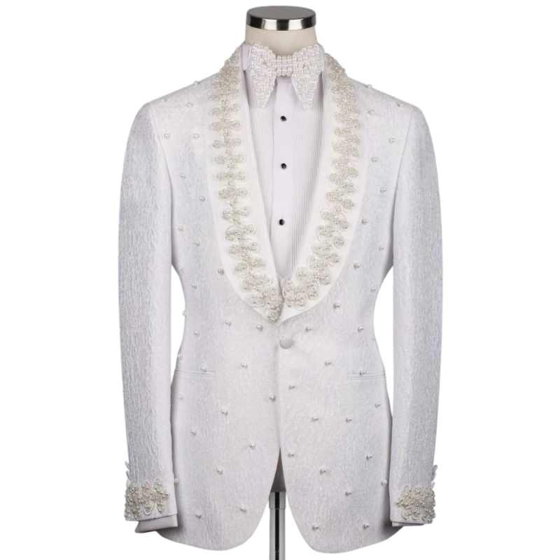 White Wedding Men Suits Fashio - Men Formal Wear With Coat 评论和价格