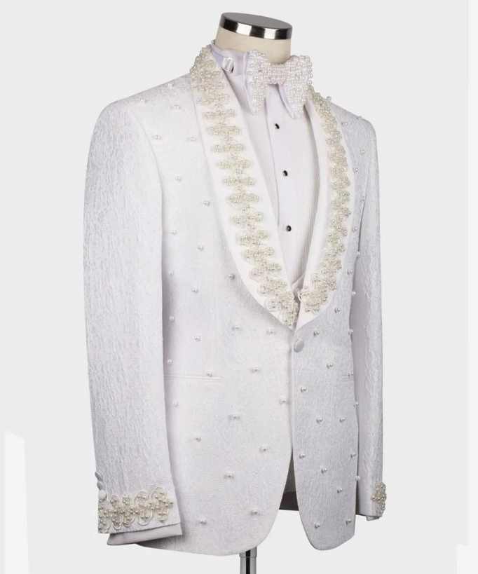 White Wedding Men Suits Fashio - Men Formal Wear With Coat 评论和价格