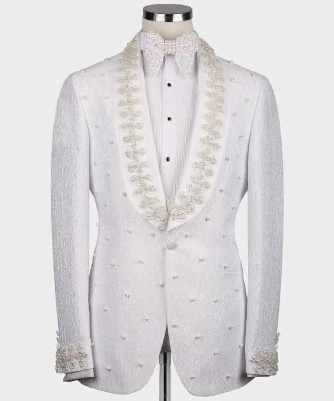 White Wedding Men Suits Fashio - Men Formal Wear With Coat 评论和价格