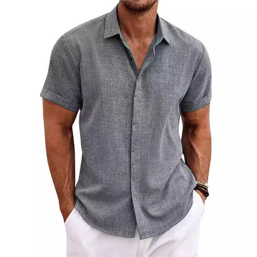 Men's Fashion Casual Solid Col - Men Linen Formal Wear 评论和价格