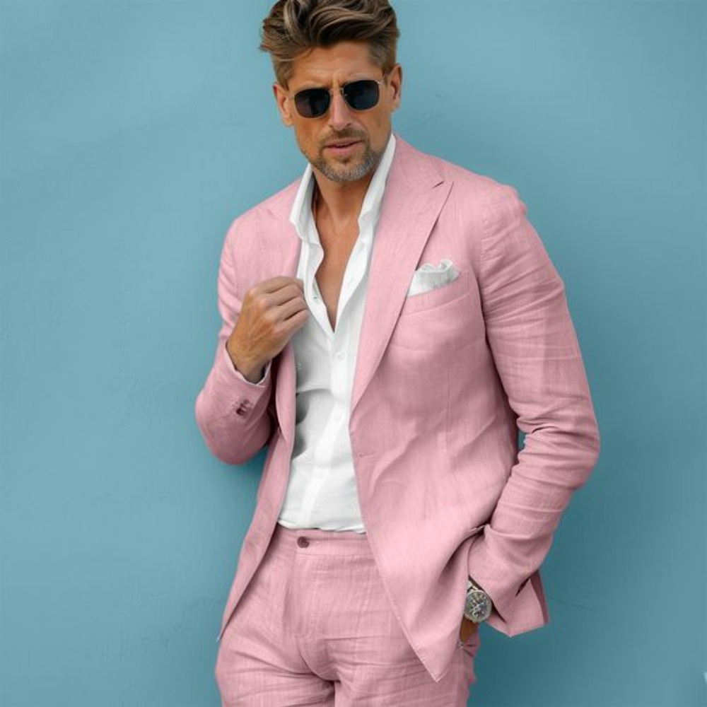 Linen Wedding Men Suits Slim F - Men Linen Formal Wear 评论和价格