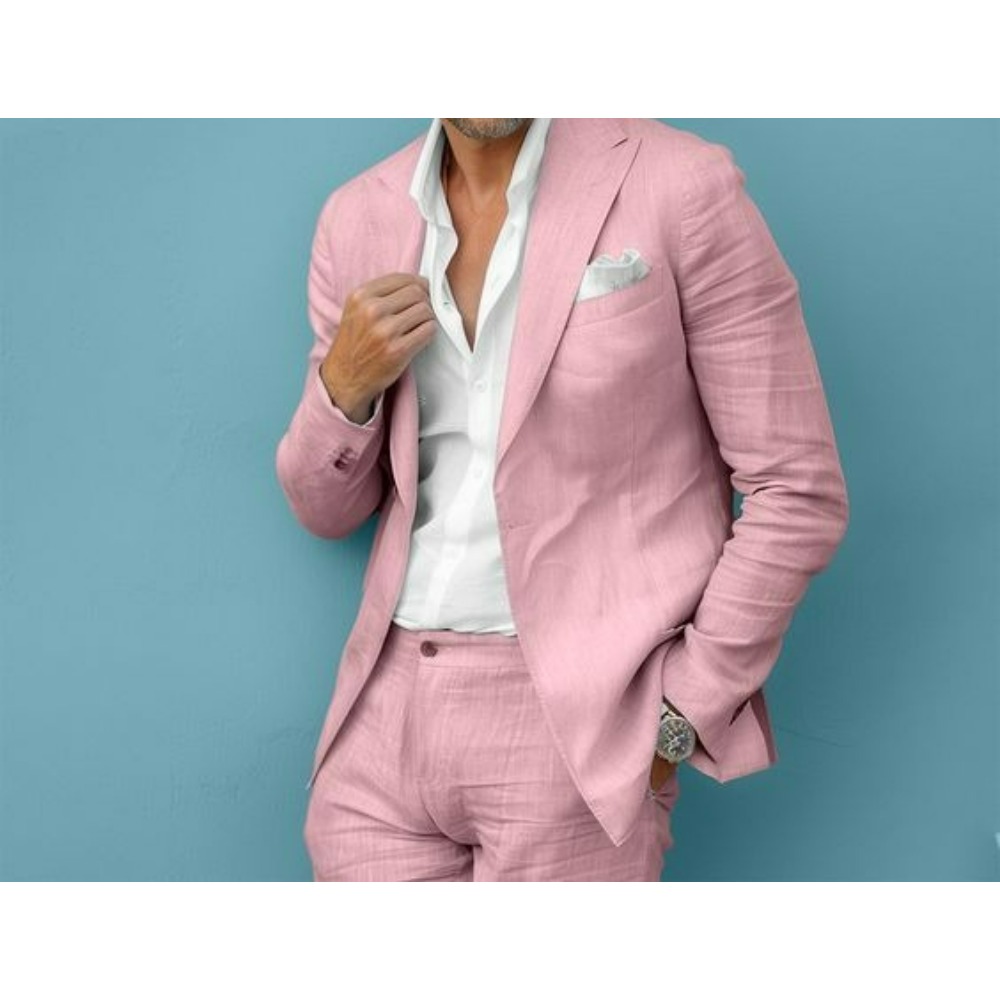 Linen Wedding Men Suits Slim F - Men Linen Formal Wear 评论和价格