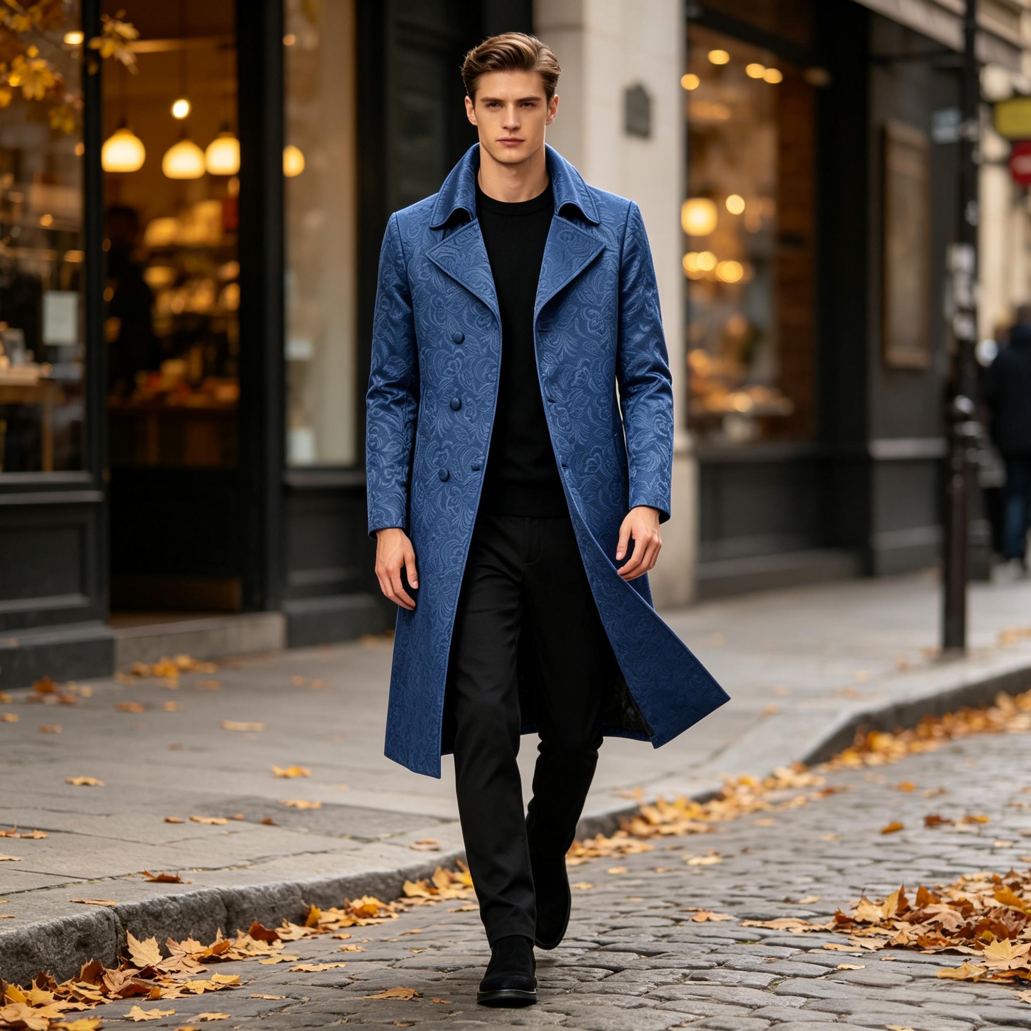 Men Luxury Jacquard Long Trenc - Men Formal Wear With Coat 评论和价格