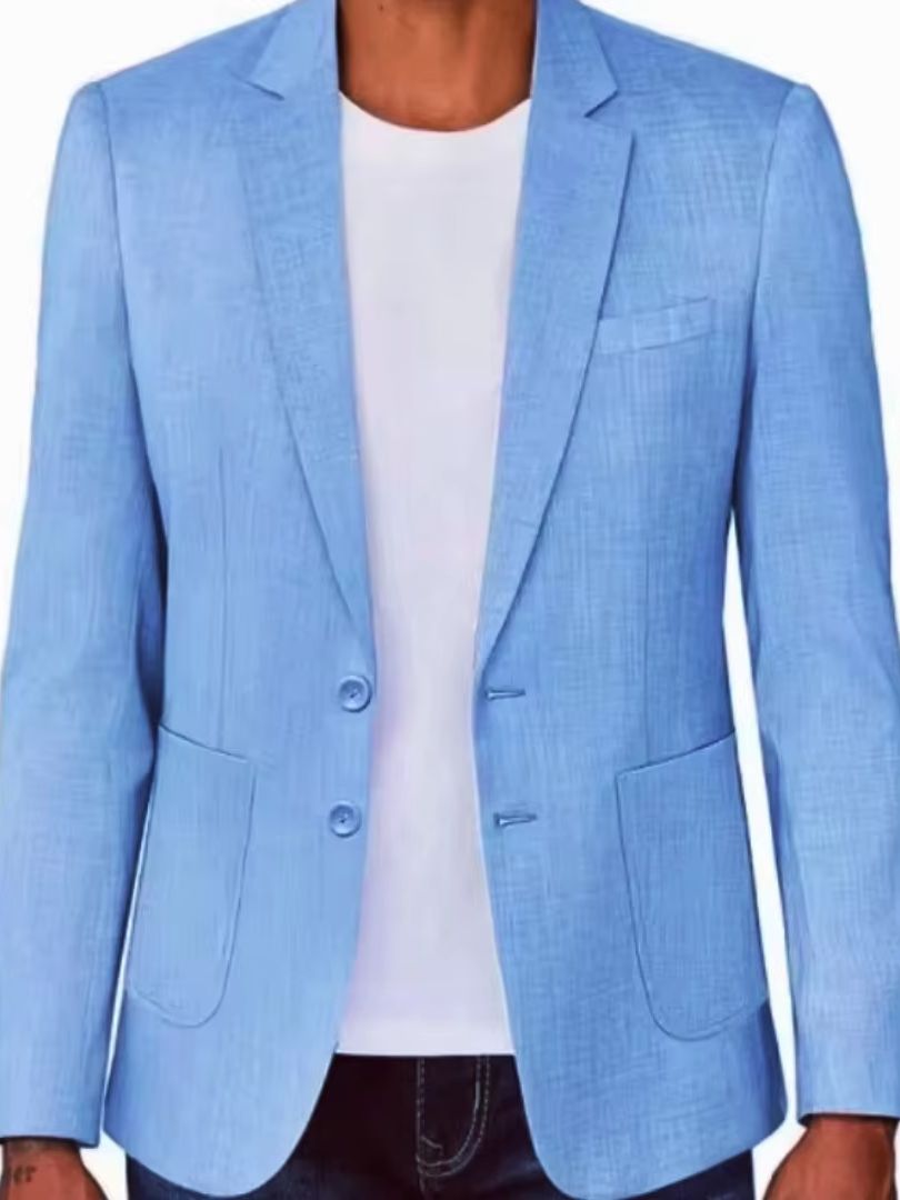Slim Fit Men's Beige/Blue Line - Men Linen Formal Wear 评论和价格