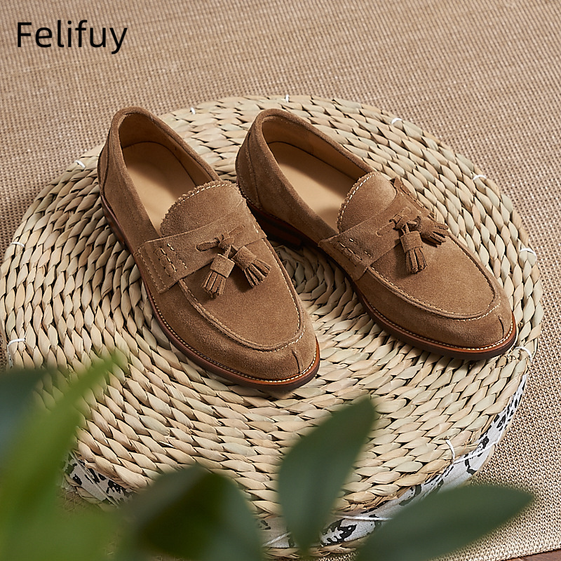 New Brown Men Flat Loafers Cow - Men Formal Wear For Wedding 评论和价格