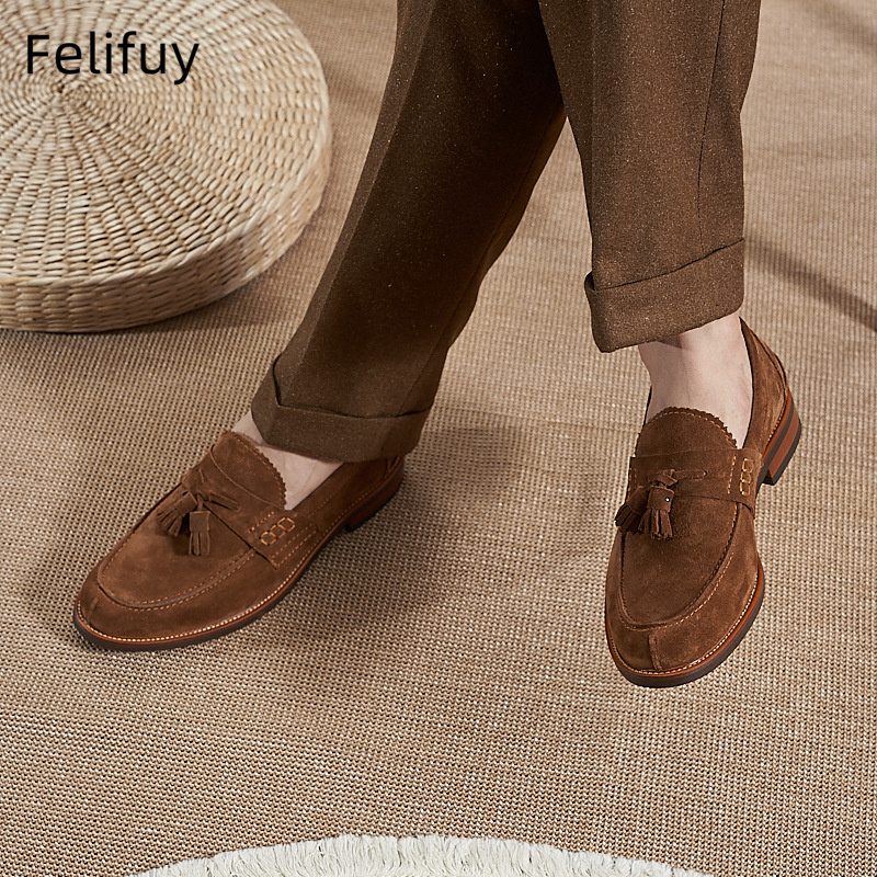 New Brown Men Flat Loafers Cow - Men Formal Wear For Wedding 评论和价格