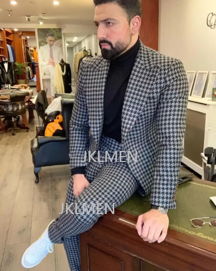 Houndstooth Mens Suits 2PCS We - Men Formal Wear For Wedding 评论和价格